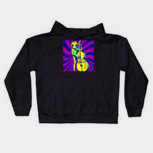 Surreal alien bassist from another dimension Kids Hoodie